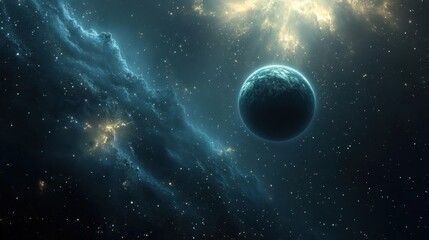 Obraz premium An atmospheric background that evokes the feeling of a deep space night, with shadows and distant stars shimmering faintly. 