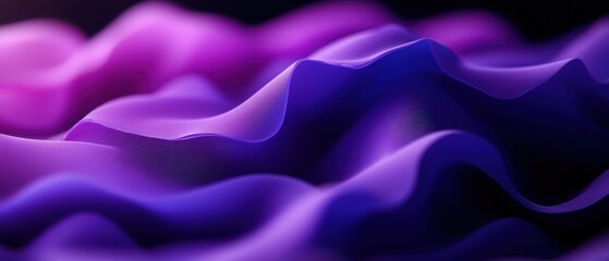 Obraz premium Abstract wavy shapes in vibrant purple and blue tones on a dark background, creating a dynamic visual effect.