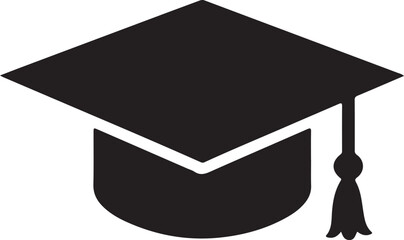 Graduation Cap Silhouette Vector Illustration