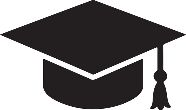 Graduation Cap Silhouette Vector Illustration