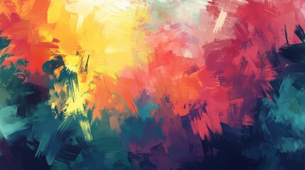 Obraz premium An energetic background with bold strokes and vibrant colors representing an abstract forest landscape. 