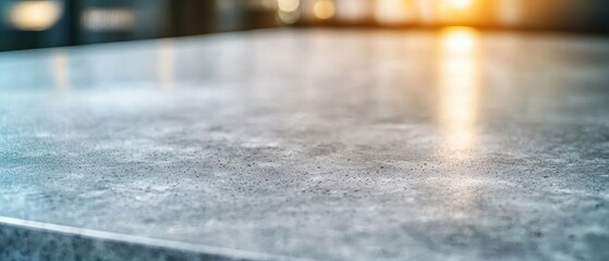 Close-up of a textured countertop with natural light and a warm ambiance.