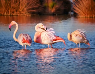 Roseate spoonbills (Platalea ajaja) standing in water