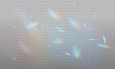 The light of Rainbow and white dust. Bokeh light effect background png. A gorgeous Christmas glowing dust background. A beautiful Rainbow flickering glow with confetti bokeh light and crystal flare.