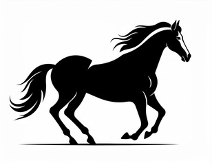 Obraz premium Horse icon black white silhouette, contrast image isolated on white background