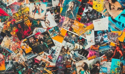 Colorful collage of torn magazine clippings.