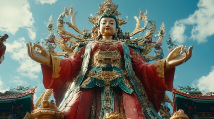 Obraz premium Grand Goddess Statue Against Blue Sky