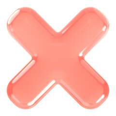 Glossy X png, icon sticker, 3D rendering, transparent background