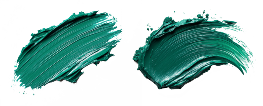 A Vibrant Cosmetic Smudge in Emerald Color, Radiating Bold, Lush Tones. Cutout background.