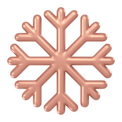 Snowflake icon  png sticker, 3D rose gold design, transparent background
