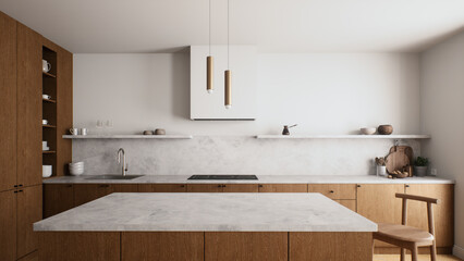 Discover modern minimalist kitchen design with beautiful marble countertops for elegance