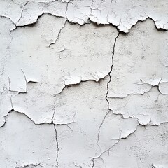 Obraz premium Peeling paint on a textured concrete wall, highlighting cracks and weathered surface.