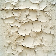 Obraz premium Close-up of cracked, peeling paint on an old wall, showcasing textures and patterns.