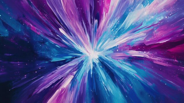 vibrant blue pink abstract background with a burst of electric blues and purples, radiating from the center like a starburst, dynamic energy and bold colors convey a sense of excitement and movement