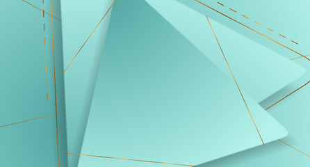 Obraz premium Blue and golden abstract geometric background with triangles. Vector retro corporate design