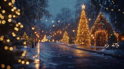 Obraz premium キラキラと光るイルミネーションとクリスマスの雰囲気