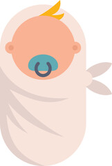 Baby boy is peacefully sleeping, swaddled in a soft blanket, with only his adorable face visible