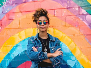 Portrait of a confident LGBTQ businessperson with a tablet, in a professional office setting