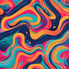 Obraz premium Watercolor seamless pattern of circuit lines creating various geometric shapes.
