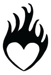 Burning heart png retro psychedelic, transparent background