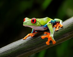 Obraz premium Agalychnis callidryas, known as the red-eyed tree frog, is an arboreal hylid native to Neotropical rainforests where it ranges from Mexico, through Central America, to Colombia