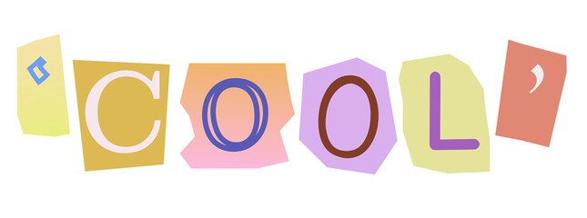 Cool png word in papercut illustration, transparent background