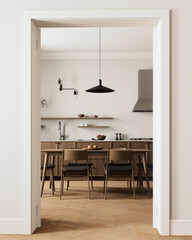 A modern kitchen interior featuring a stylish and contemporary design that captivates
