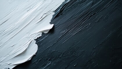 Textured abstract background with black and white paint strokes, ideal for artistic design projects.