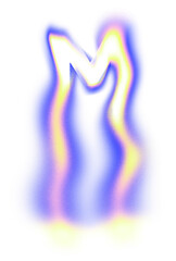 Letter M PNG fluid neon font, transparent background