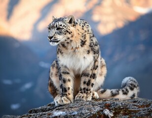 Obraz premium Snow leopard on the rock. Latin name - Uncia uncia 