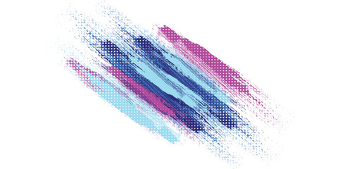 Abstract and Colorful Brush Background with Halftone Effect. Grunge Background. Brush Stroke Illustration for Banner, Poster, or Sports Background. Scratch and