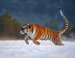 Obraz premium Siberian Tiger in the snow (Panthera tigris)