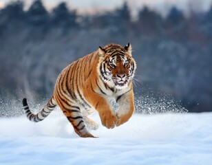 Obraz premium Siberian Tiger in the snow (Panthera tigris)