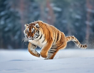 Obraz premium Siberian Tiger in the snow (Panthera tigris)