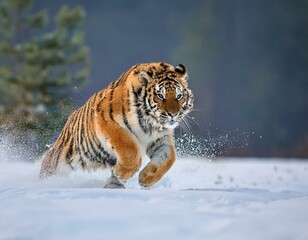 Obraz premium Siberian Tiger in the snow (Panthera tigris)
