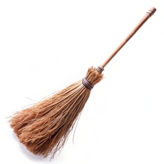 broom isolated on white background, spooky halloween concept