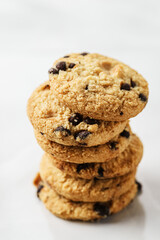 chocolate chip cookies on a white plate