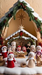 Beautifully crafted Christmas amigurumi scene.