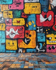 Cartoon graffiti on the wall