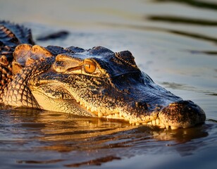 Obraz premium Portrait of Yacare Caiman in blue water of Cano Negro, Costa Rica.