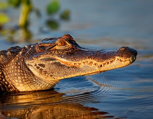 Obraz premium Portrait of Yacare Caiman in blue water of Cano Negro, Costa Rica.