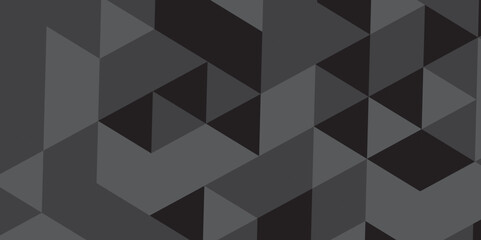 Vector geometric seamless gray and black cube square low polygon background. Triangle shape retro wall grid pattern geometric ornament tile vector square element texture .