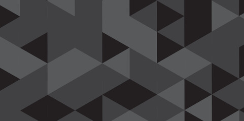 Vector geometric seamless gray and black cube square low polygon background. Triangle shape retro wall grid pattern geometric ornament tile vector square element texture .