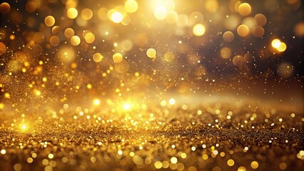 Abstract gold bokeh background with real backlit dust particles