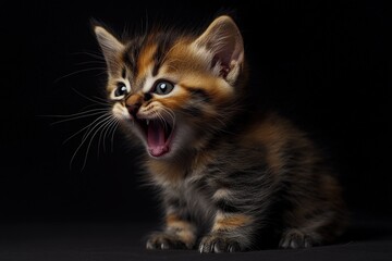 Obraz premium Aggressive Cat. Intense and Fierce Domestic Kitty in Studio Shot