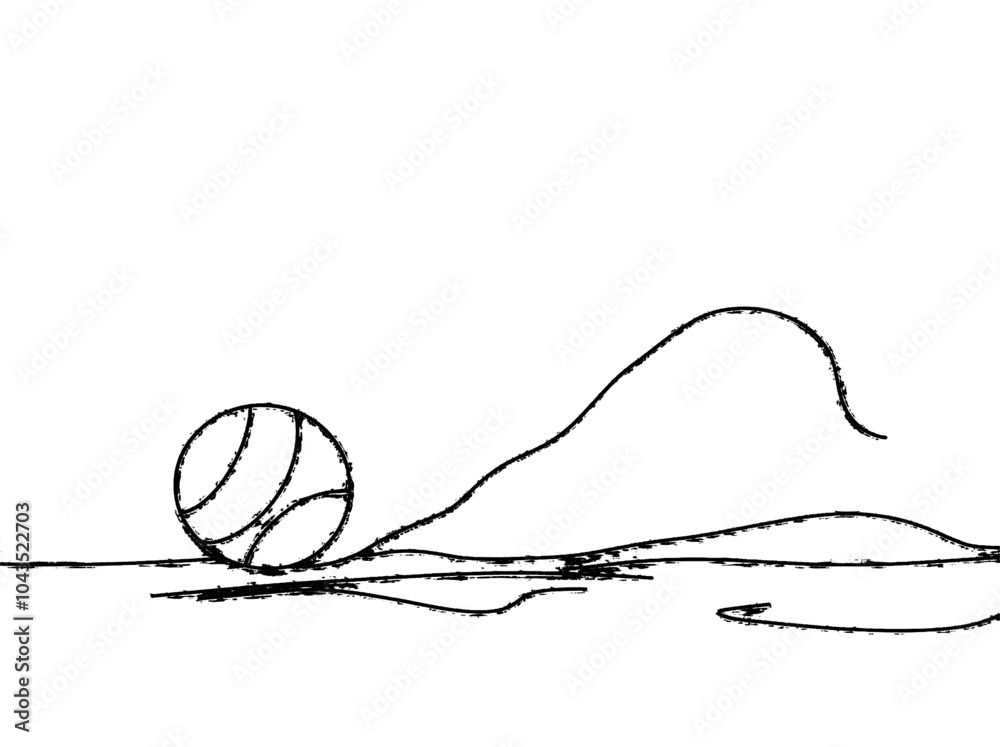 Poster drawing with one continuous line. basketball icon. modern illustration.