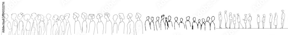 Aufkleber Drawing of a modern illustration of an audience character in a conference hall background with spaces for text and design. Outline, thin line art, hand drawn sketch of a character in a conference