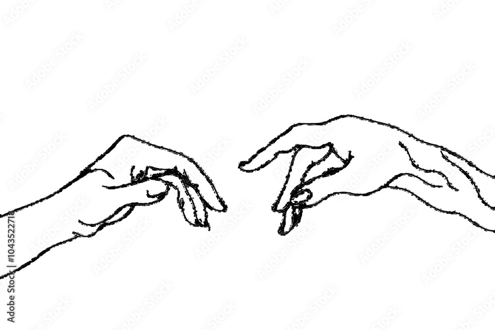 Aufkleber abstract hands together in a continuous line. modern illustration.