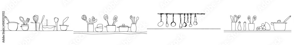 Aufkleber a background with utensils and food. a vertical pattern of cooking. this is a modern illustration.