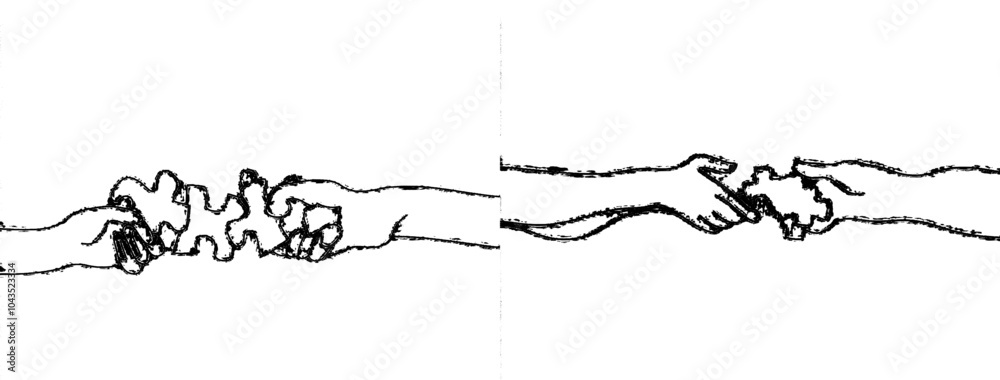 Aufkleber As a team building symbol, business team members are drawn in one continuous line to form a picture. A modern graphic illustration featuring employee teamwork as a trend.